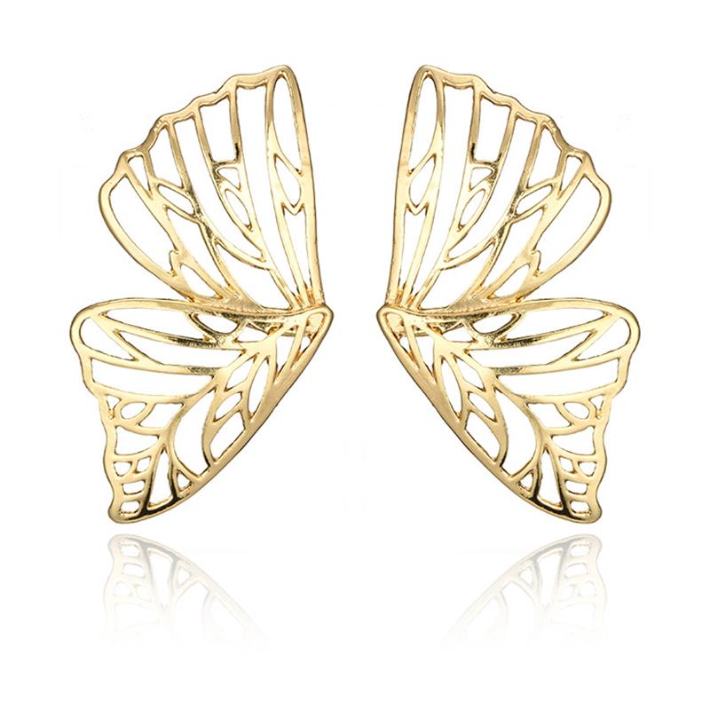 Luxylanellc Hollow Big Butterfly Stud Earring for Women Metal Angel Wing Pendant Ear Statement Jewelry Party Christmas Gift