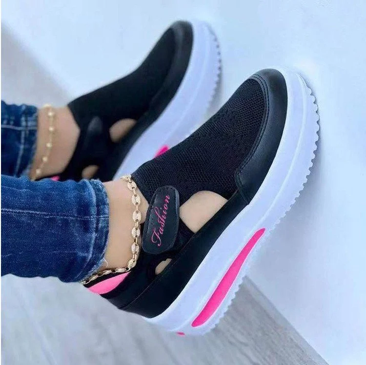 Women Sneakers 2022 Spring New Stretch Fabric Ladies Lace Up Comy Breathable Casual Shoes 35-43 Large-Sized Sport Flat Shoes