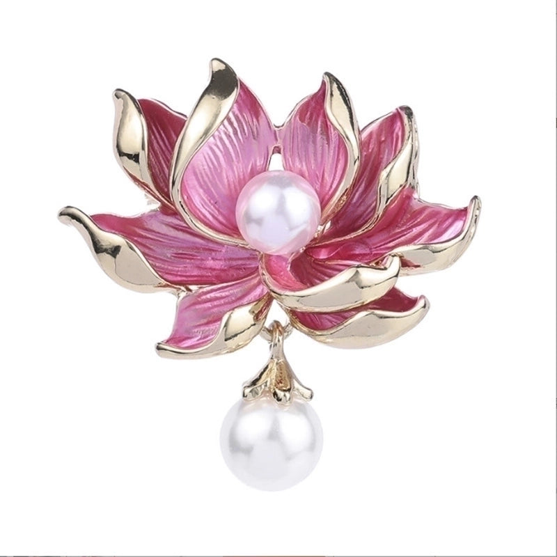 Fashion Pin Flower Alloy Plating Inlay Artificial Gemstones Pearl Women’S Brooches