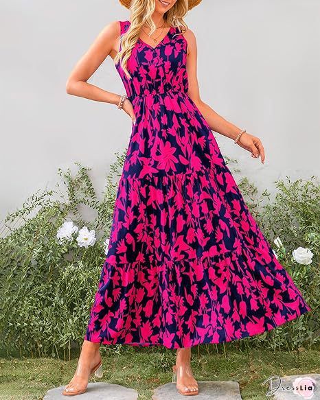 Women'S Dresses Vintage Print Halter Neck Sleeveless Dress