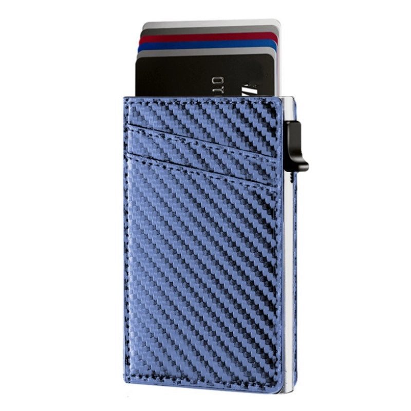 3 Pieces New Carbon Fiber Metal Men’s Wallet Large Capacity Automatic Bullet Card Credit Card Case Leather Aluminum Alloy Card Holder