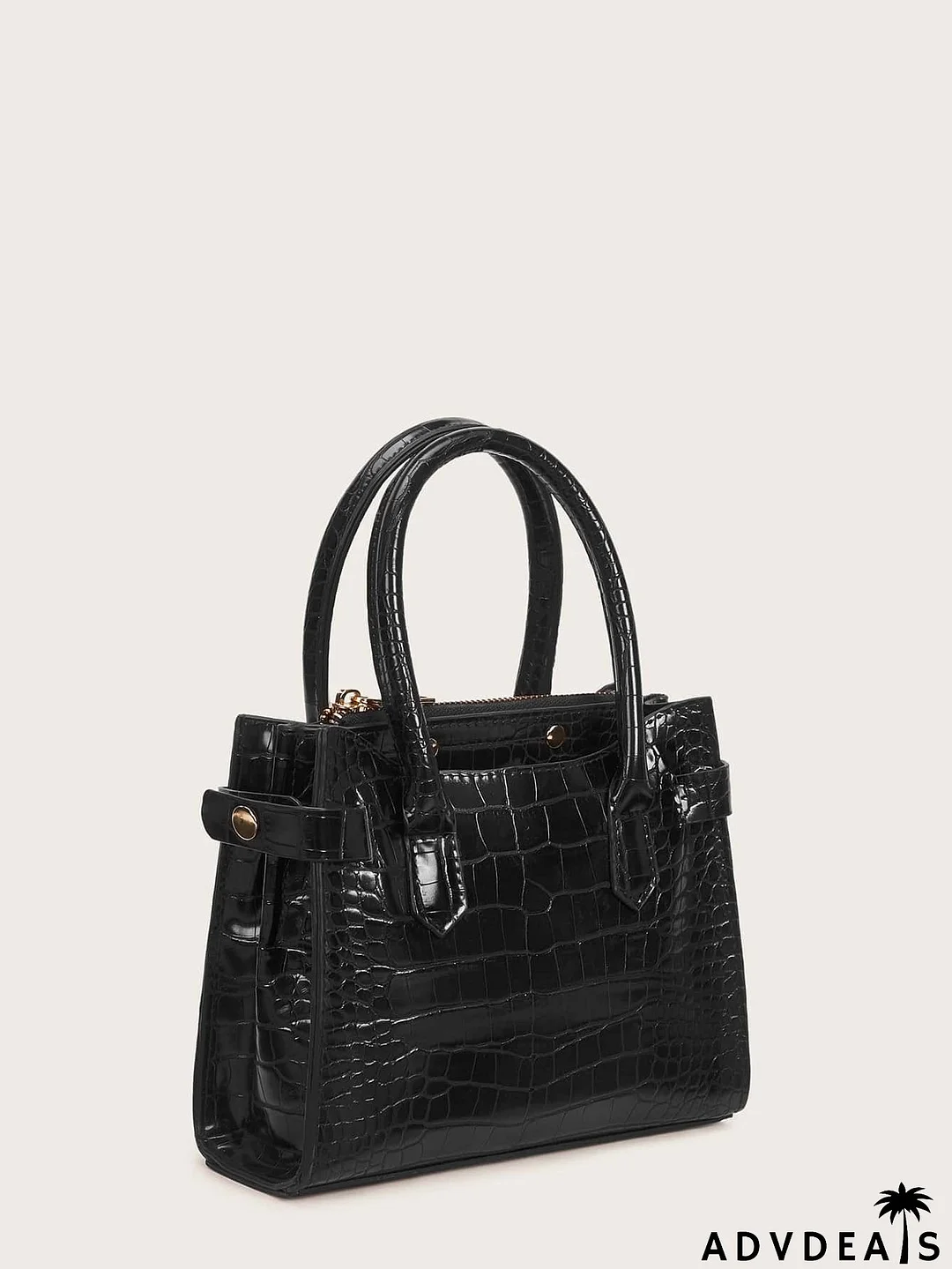 Croc Embossed Satchel Bag