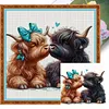 Highland Cattle-14CT Stamped Cross Stitch 40*40cm tapestrymarket