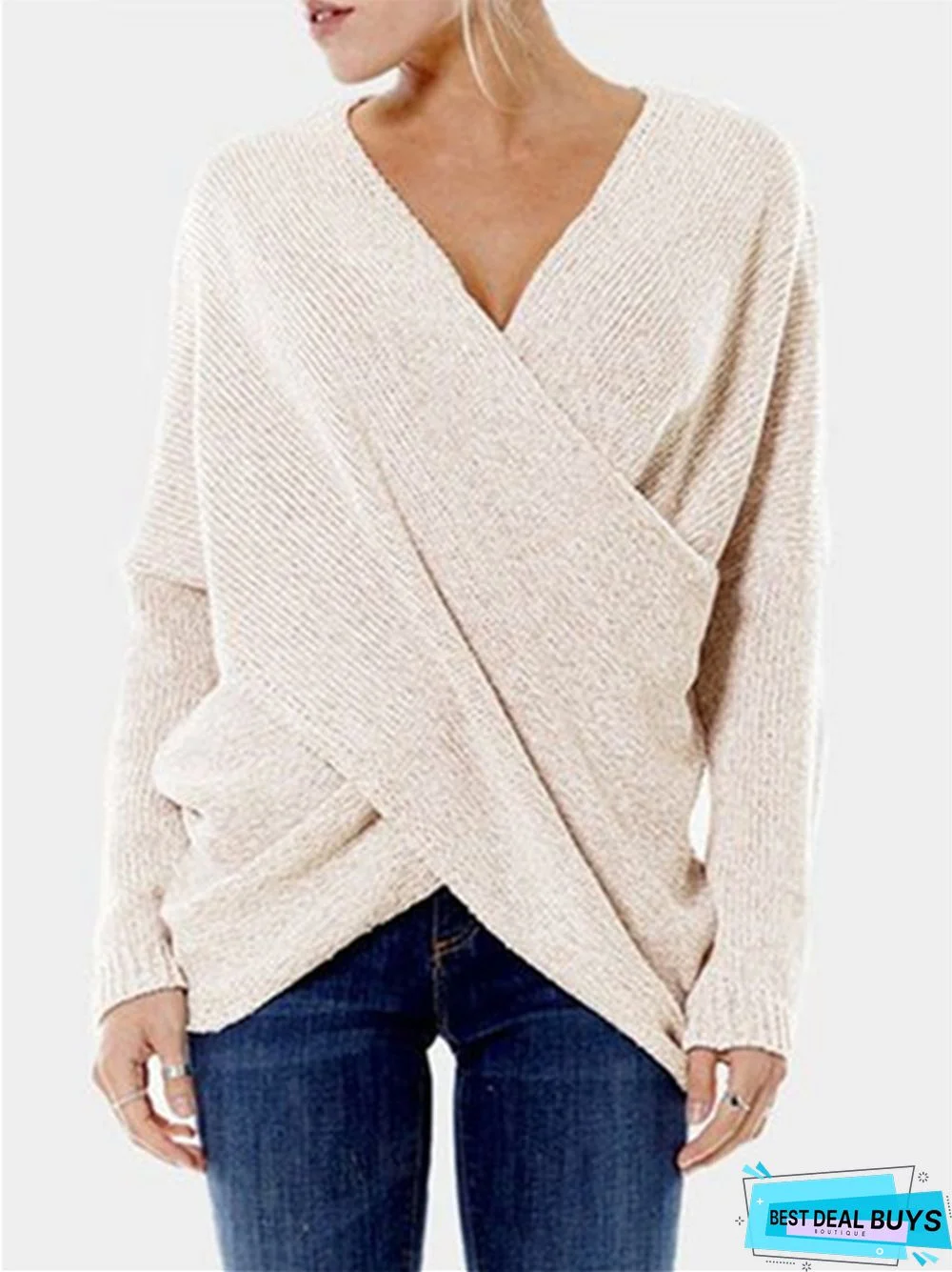 Fashion Inclined Solid Color Irregular Hem Sweater