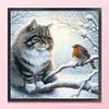 Winter Cat And Bird-11CT Stamped Cross Stitch 40*40cm/15.75*15.75in tapestrymarket