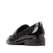 Black Patent Leather Embossed Square Toe Penny Loafers for  display picture 1