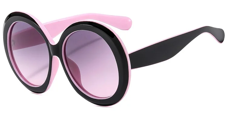 Retro Oversized Round Sunglasses Women Men Brand Designer Vintage Black Sun Glasses Female New Double Color Frame Trend Eyewear