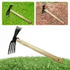 Mini Hoe and Cultivator with Wooden Handle Dual-purpose Hoe Garden Rake Tool