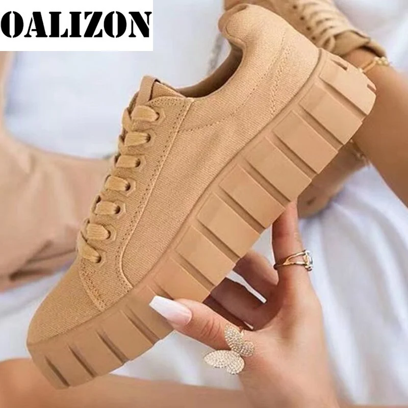 New Fashion Women Lace Up Casual Thick Bottom Flat Shallow Sneakes Sports Shoes Woman Lady Female Flats Running Trainers Shoes