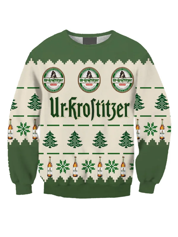 Unisex Ur-krostitzerprinted 3D Ugly Christmas Sweater