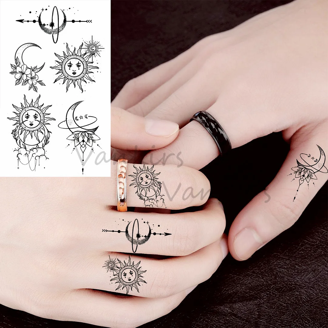 Sdrawing Cloud Coconut Tree Temporary Tattoos For Adults Girls Tiger Flower Compass Mountain Fake Tattoo Sticker Arm Leg Tatoos