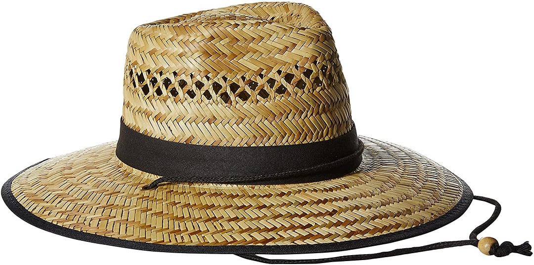 Hat Co. Men's UPF 50 Wide Brim Natural Straw Lifeguard Outback Sun Hat (One Size Natural)