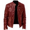 Men's Vintage Motorcycle Pocket Full Zip Leather Jacket by Inlyline