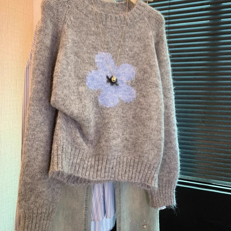 Athvotar Athvotar Girl Knitted Jersey Autumn Winter New Fashion Cut-Down Cute Sweater Top Woman