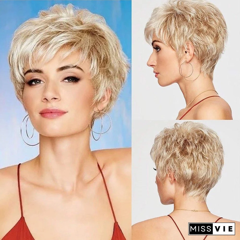 Short Wig Ladies Temperament Fashion Gold Micro-volume Short Paragraph