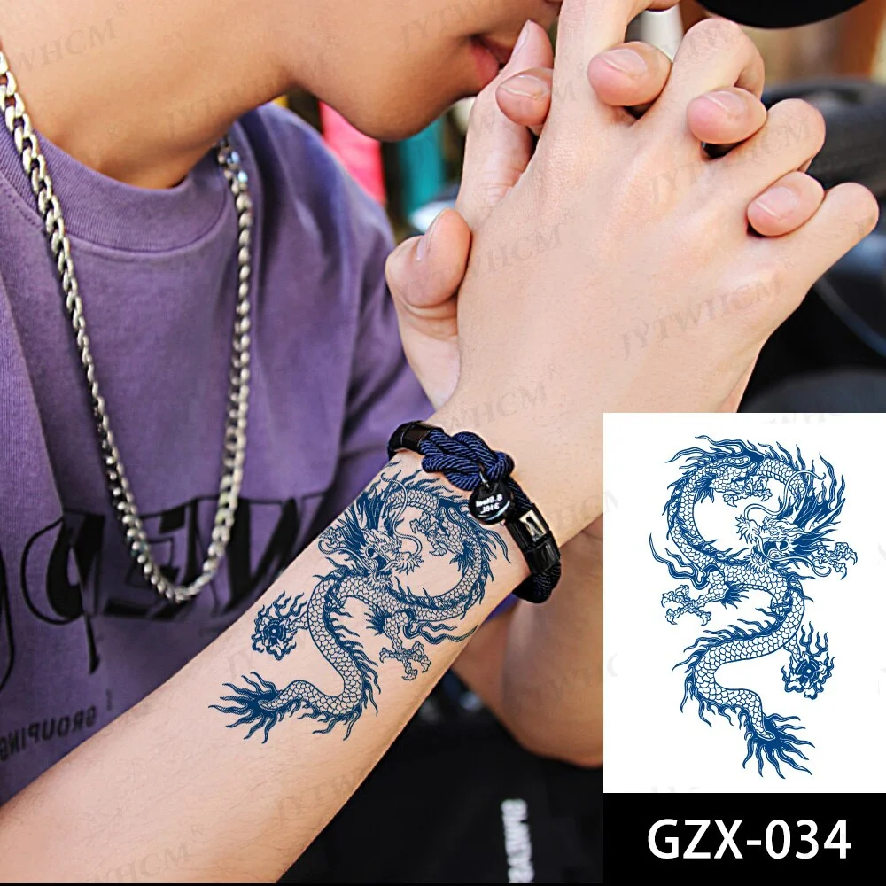Sdrawing Stickers Semi-permanent Plant Lasting Tattoo Blue Henna Lace Flower Arm Non-reflective Herbal Juice Tattoo Waterproof
