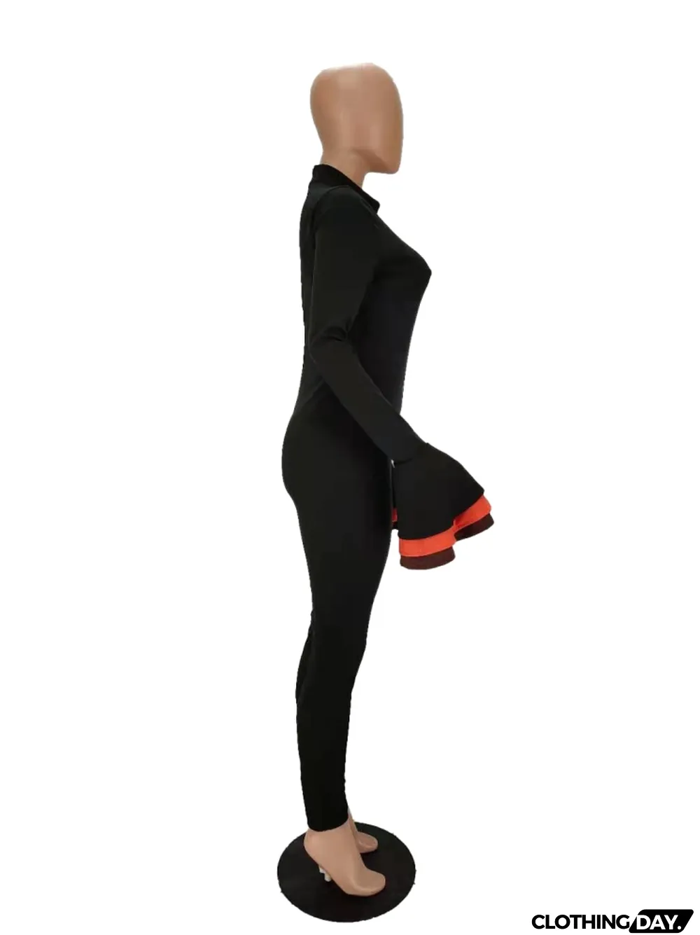 Women Spring Black Long Sleeves Basic Jumpsuit