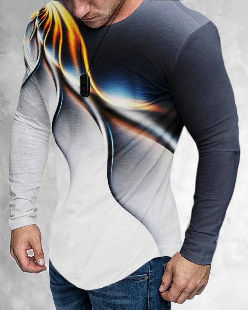 men's casual abstract printing long sleeves