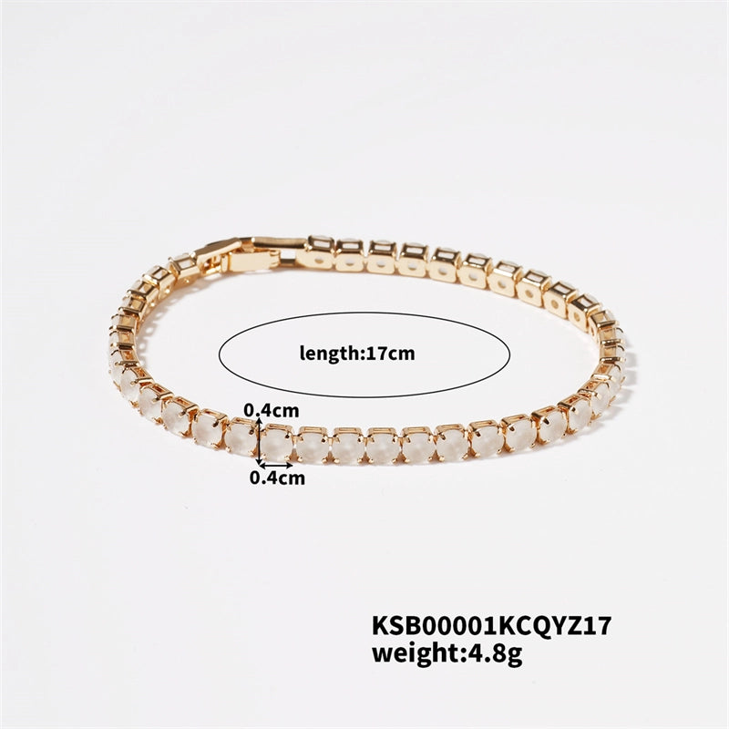 Hip-Hop Solid Color Copper Inlay Zircon K Gold Plated Rhodium Plated Unisex Tennis Bracelet