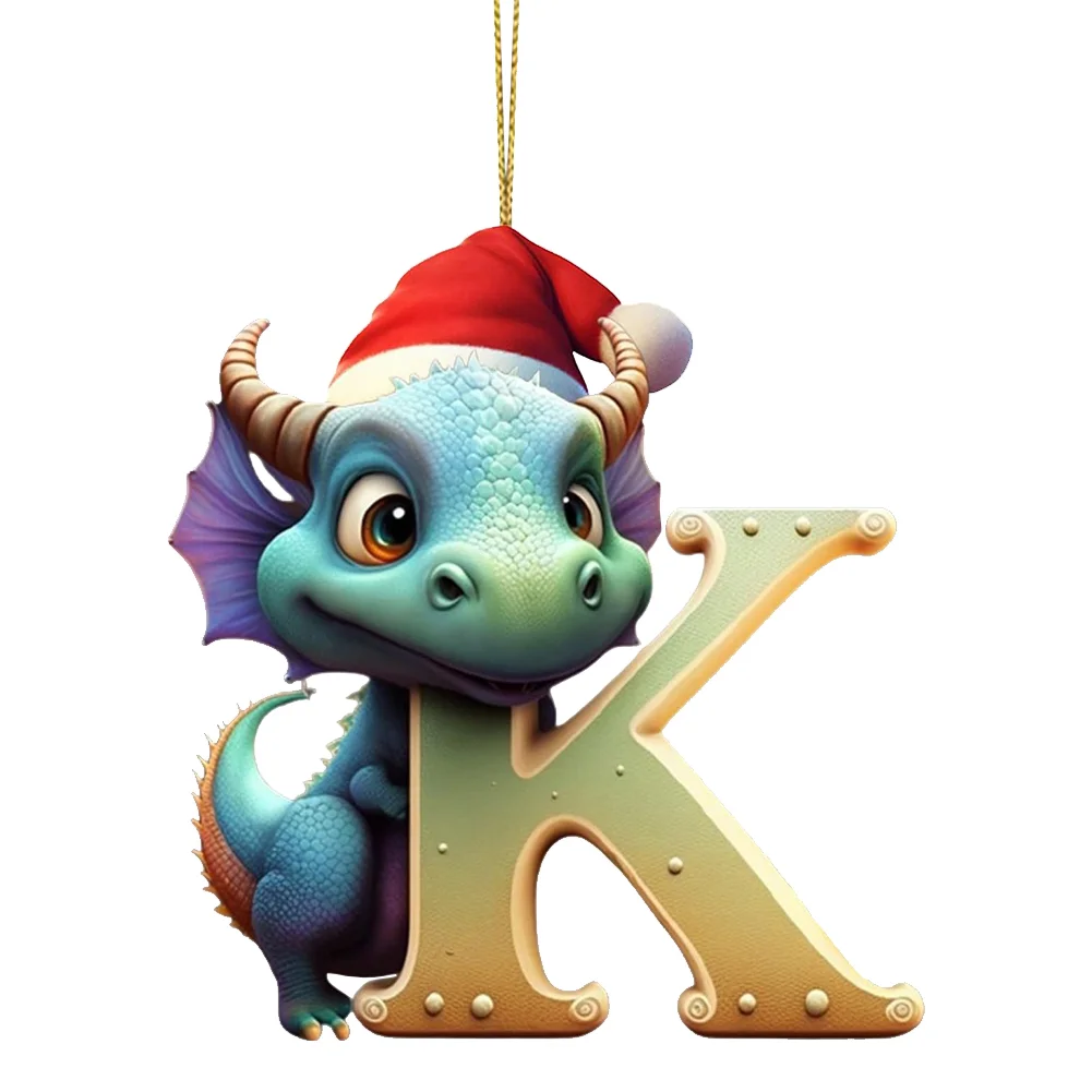 Christmas Cute Dragon Pendants Acrylic Letter Shaped Exquisite for Xmas Tree Car