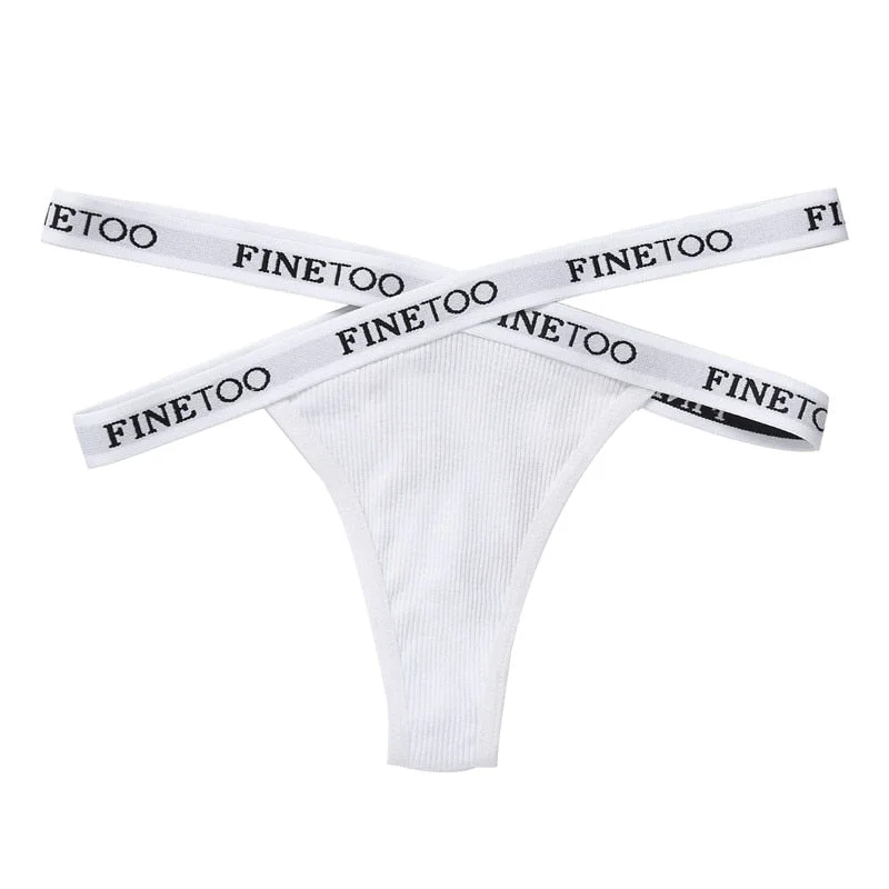 FINETOO 1/2PCS Sexy Cotton Women Thong Panties Underwear Woman Hollow Out Fashion Cross Letter Waist G-string Femme Brief Girls