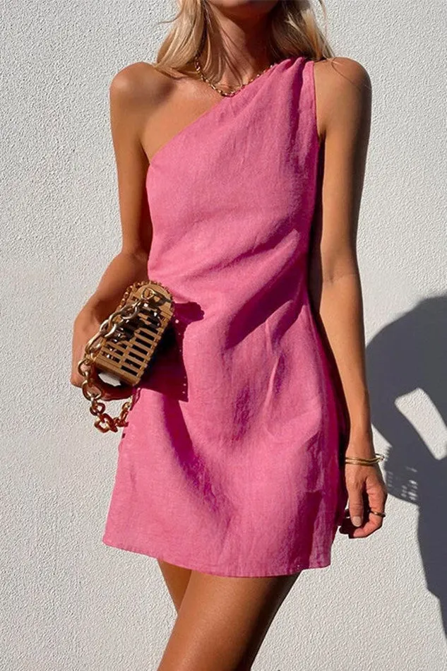 Brownm Color Slim Fit Temperament Commute Shoulder Dresses