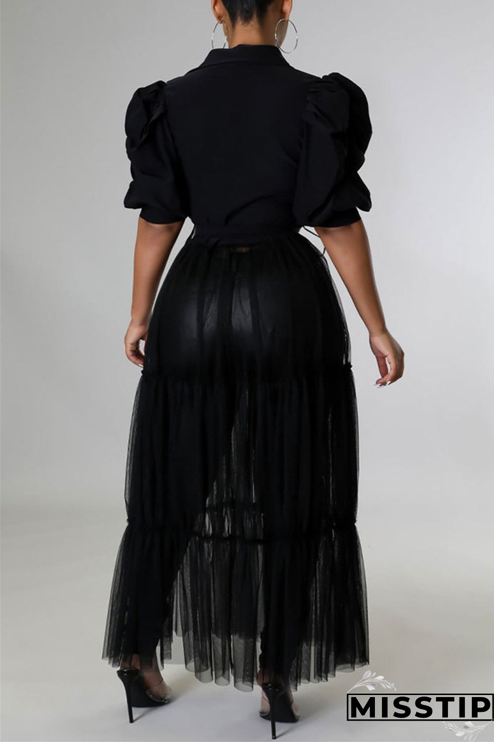 Yellow Fashion Casual Solid Patchwork Mesh Turndown Collar Shirt Dress