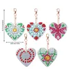 5pcs Double Side Diamond Painting Special-shaped Drill Heart Keychain Kits