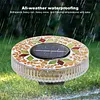 Outdoor LED Solar Lights Waterproof Mini Flat Solar Disc Light with Sturdy Ground Stakes Mosaic Landscape Lightning for Garden Walkway Driveway