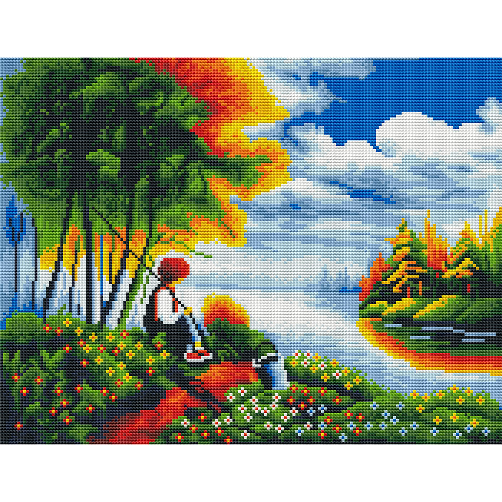 

Fishing - 11CT Stamped Cross Stitch - 45*35CM, 501 Original