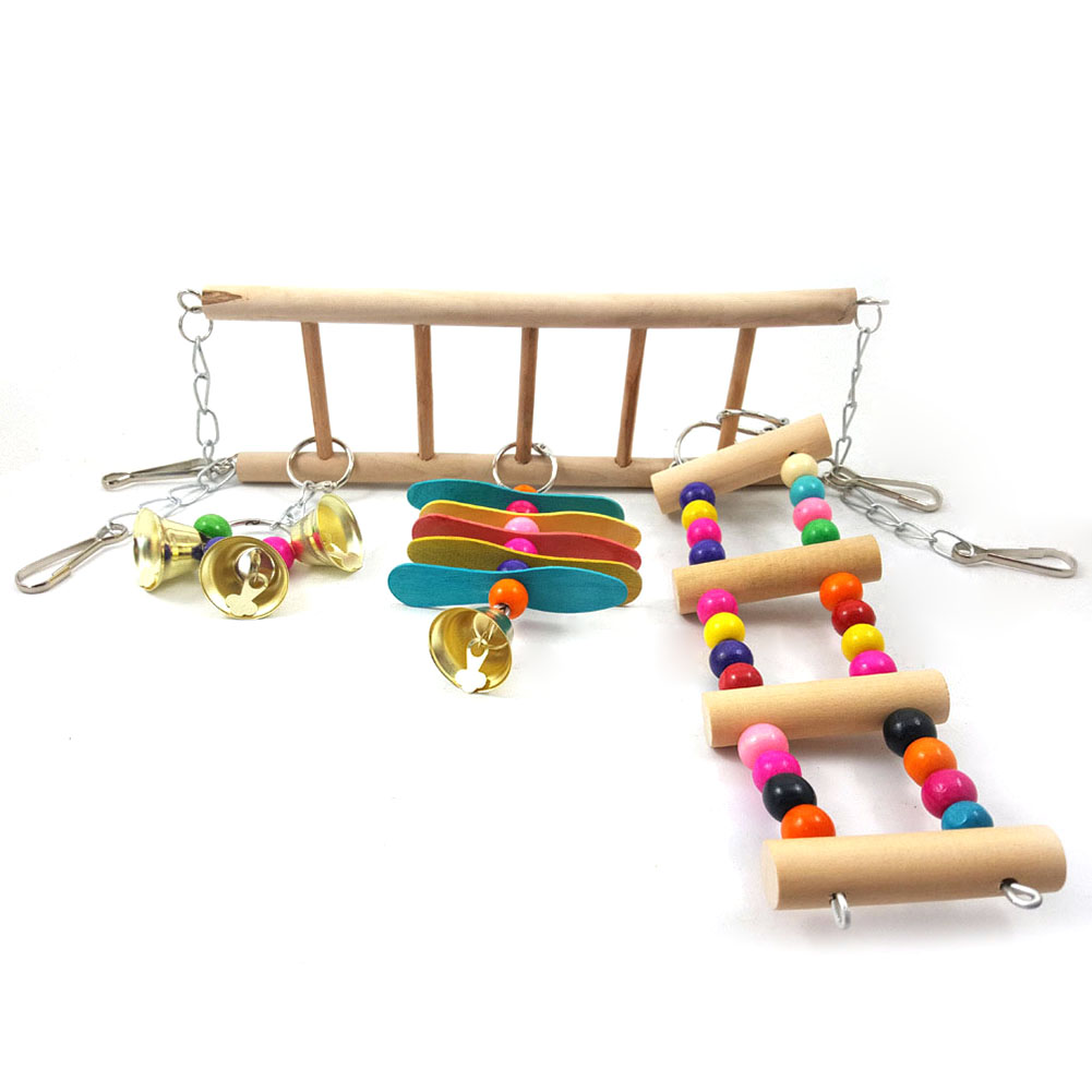 

Funny Wooden Pet Birds Ladder Toys Parrots Climbing Ladder Chewing Swings, 501 Original