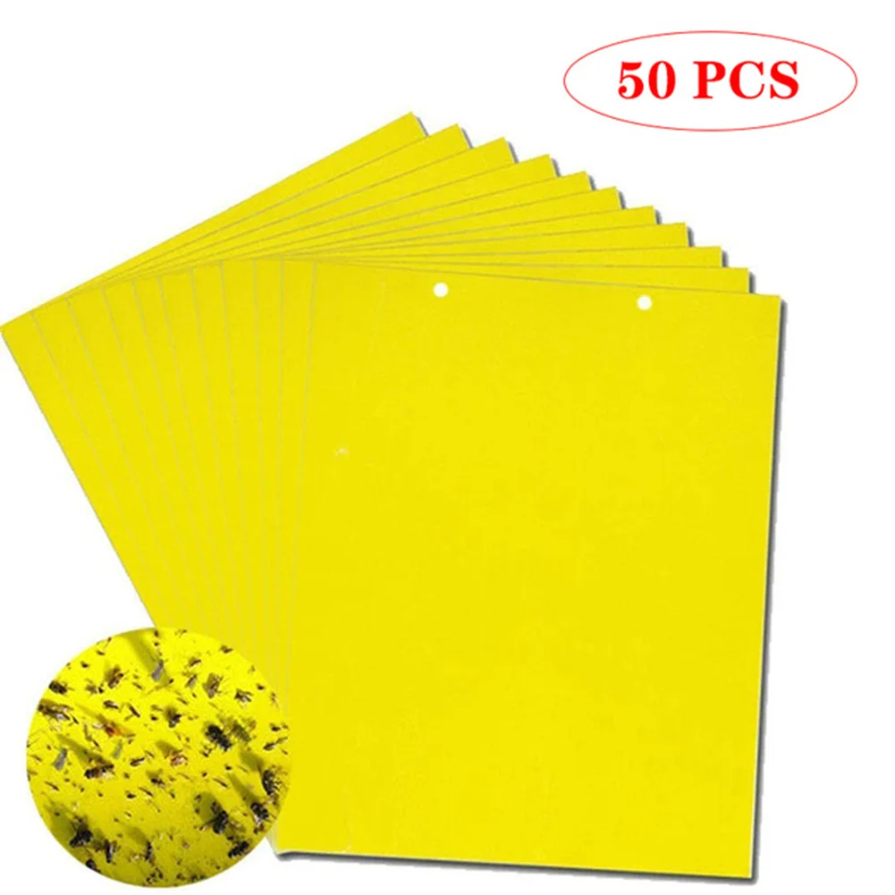 50pcs Strong Flies Traps Bugs Sticky Board Catching Insects Pest Killer
