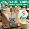DIY Diamond Painting Keychain Kit, Double Sided 3D Printed Resin Base Rhinestone Bag Charm Ornament with Lobster Clasp, Complete Diamond Art Tools Set, Handmade Craft Gift for Women Adults Girls