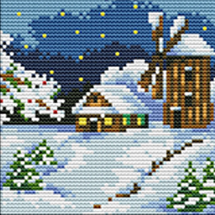 Joy Sunday Four Seasons Korean Scenery - Winter - Printed Cross Stitch 14CT 16*16CM