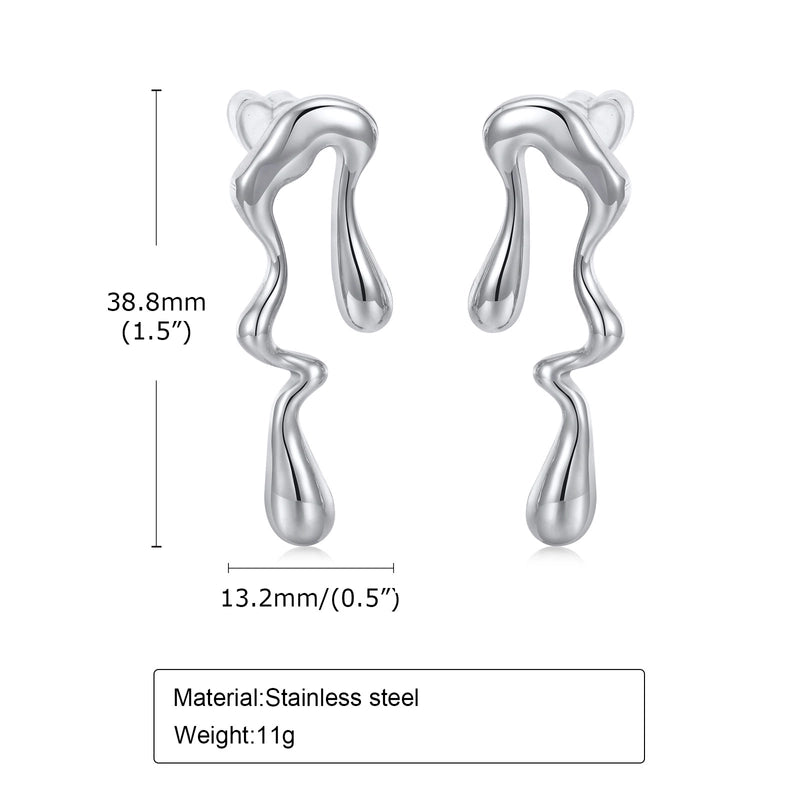 1 Pair IG Style Water Droplets 201 Stainless Steel Ear Studs