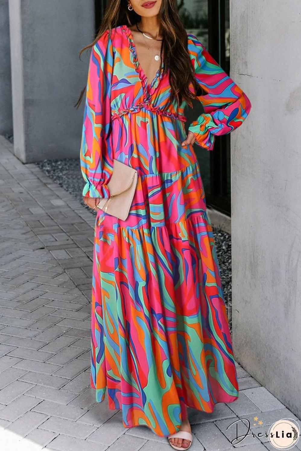 Casual Long-sleeved Dress With Big Swing