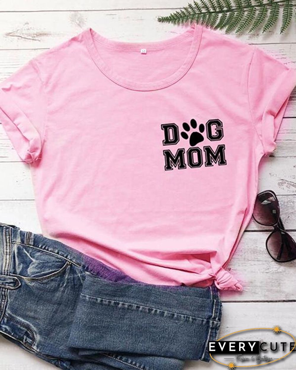 Dog Mom Cotton Tee Printed T-Shirt