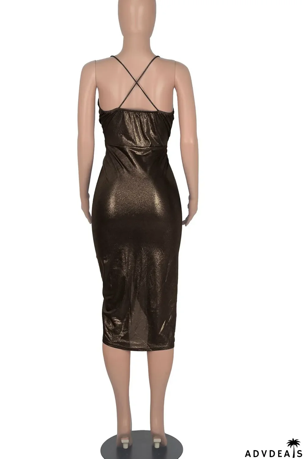 Blue Sexy Solid Split Joint Fold Asymmetrical Spaghetti Strap Sling Dress Dresses