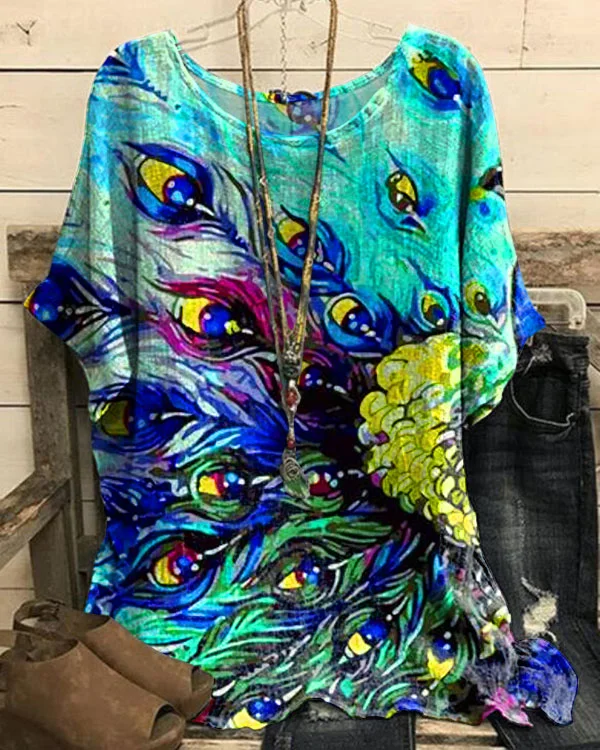 Women's Peacock Feather Pattern Top