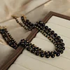 Natural Black Agate Stone Golden Necklace