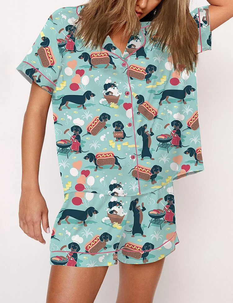 Women's Dachshund Hot Dogs Pajama Set