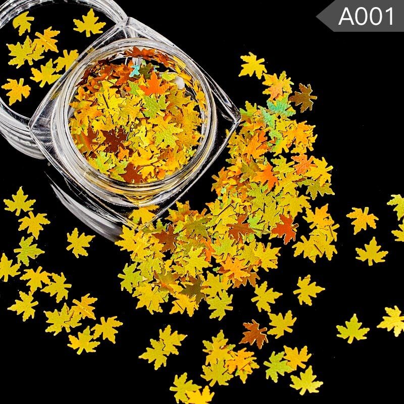 Maple Leaf Nail Sequins Flakes For Nails Art 3D Flakes Sequins Holographic Glitter Flakes Stickers For Nails Autumn Design Decor
