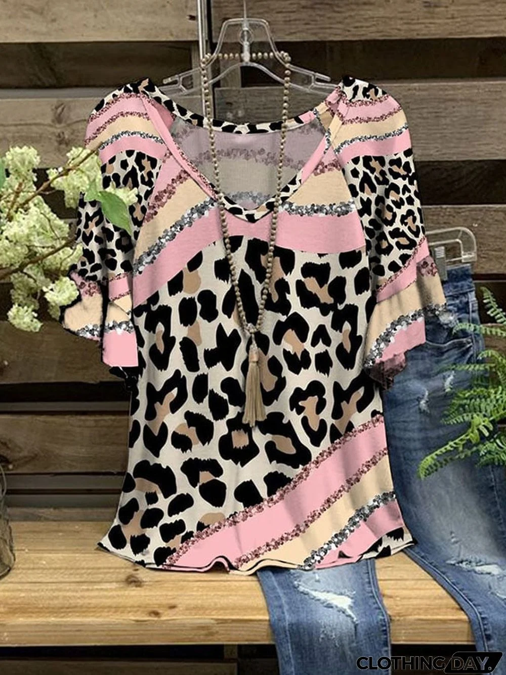 Casual V-Neck Short Sleeve T-Shirt