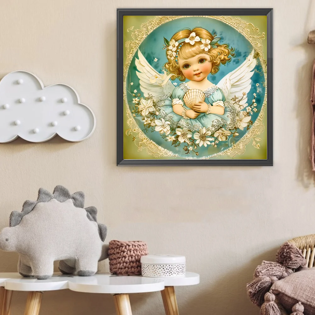 Full Round Diamond Painting 40*40cm - Fashionable Shell Angel Girl
