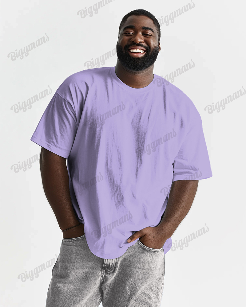 100 Cotton-Joker Solid Color Men's Loose Plus Size Short Sleeve T-Shirt