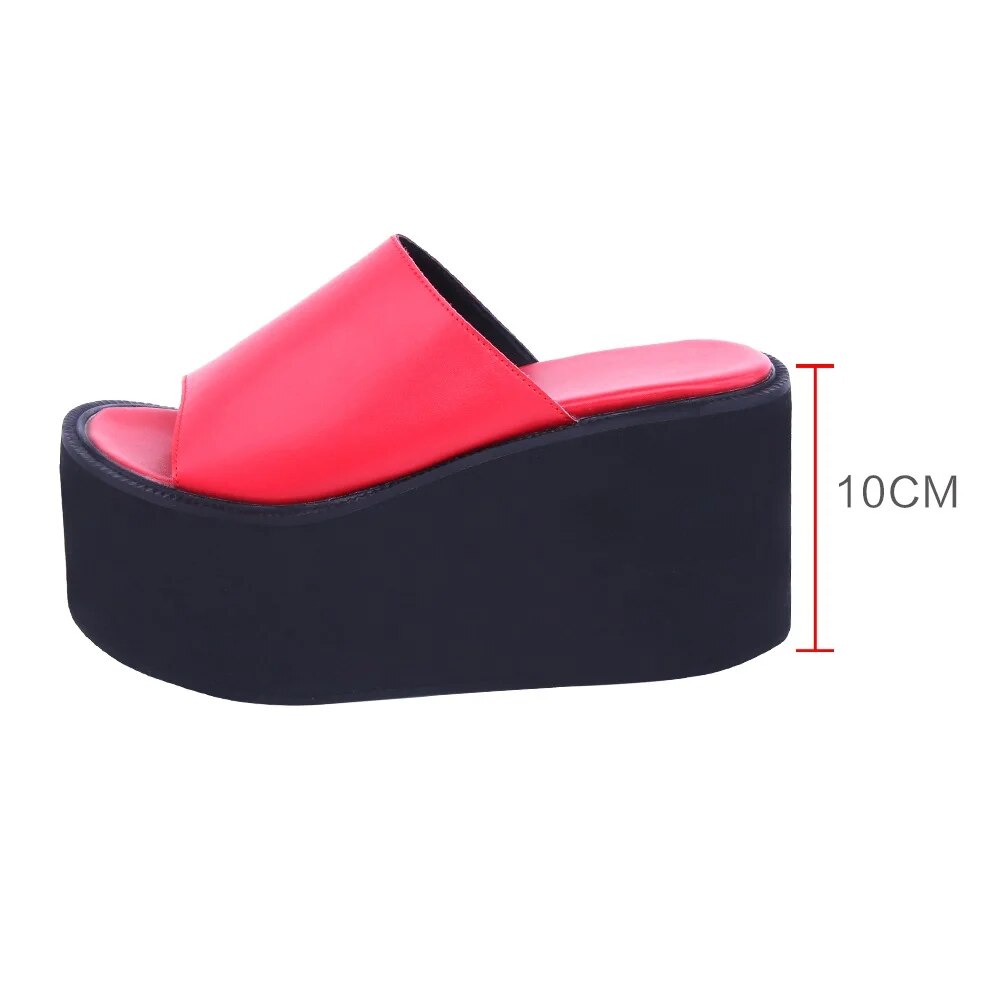 TAAFO Woman Sandals Genuine Leather Shoes Lady High Heels Pumps Platform Girl Dress Party Sandals 10cm Plus 47
