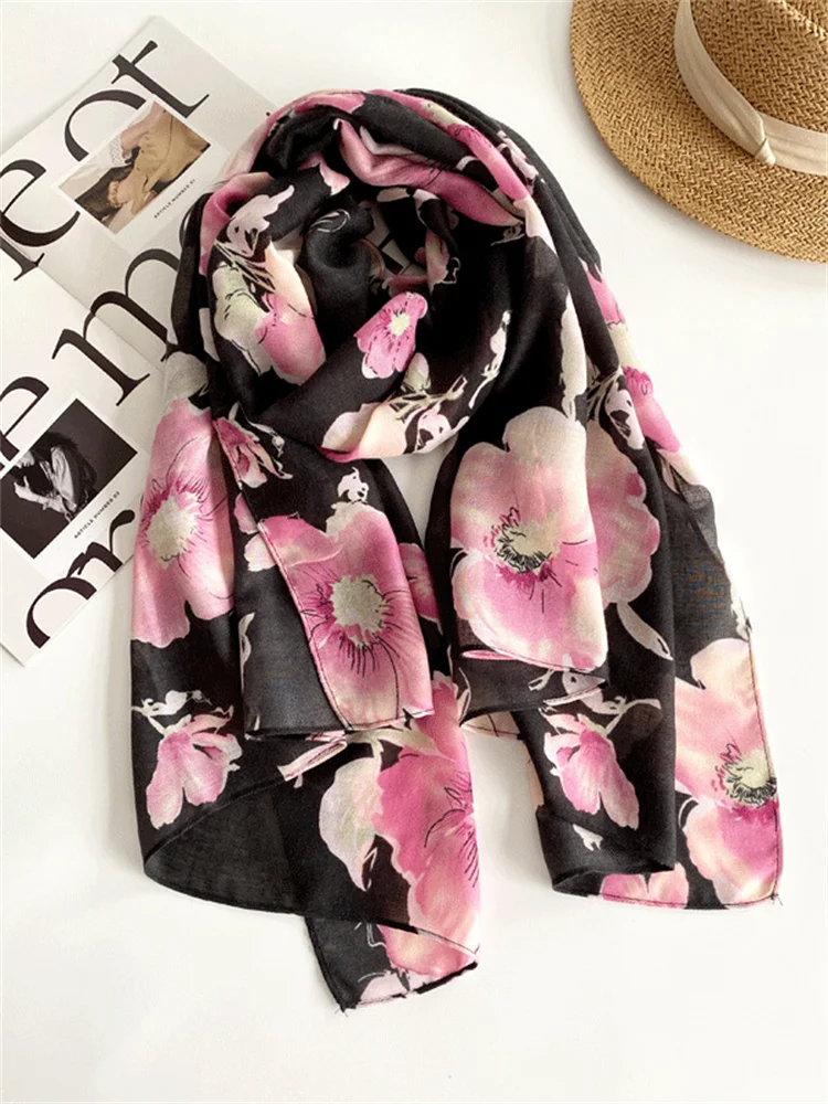 Flowers Watercolor Art Breathable Silky Shawl