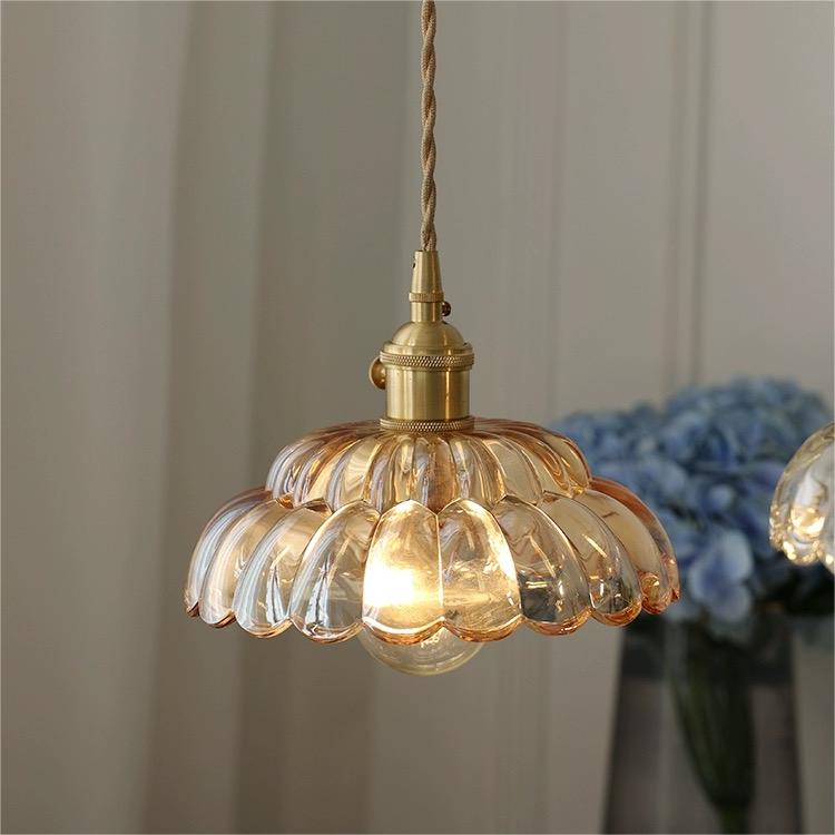 Vintage Clear Petal Glass Pendant Light
