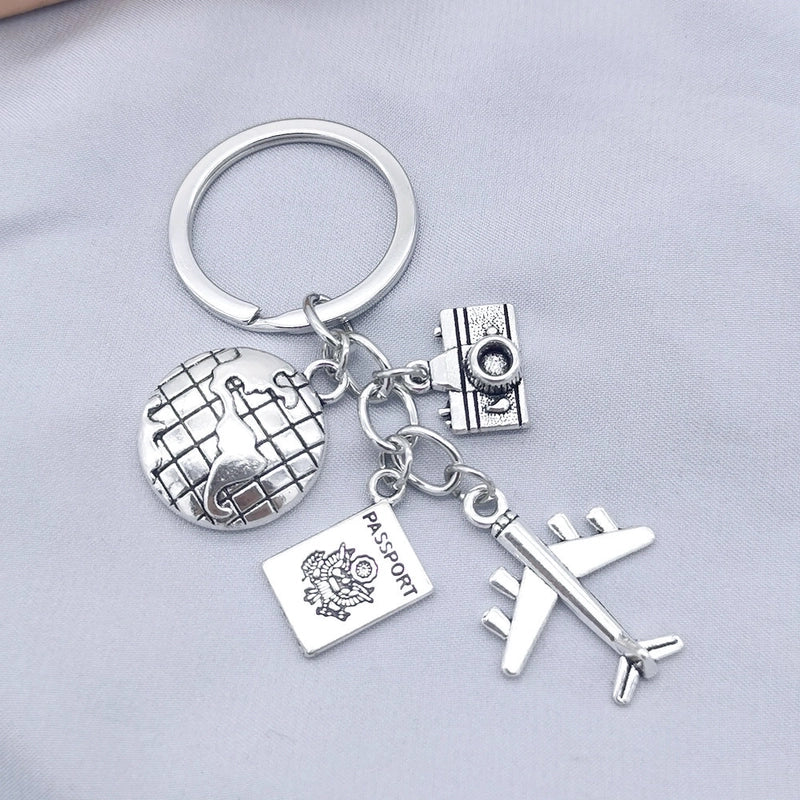 Casual Retro Minimalist Letter Airplane Alloy Plating Keychain