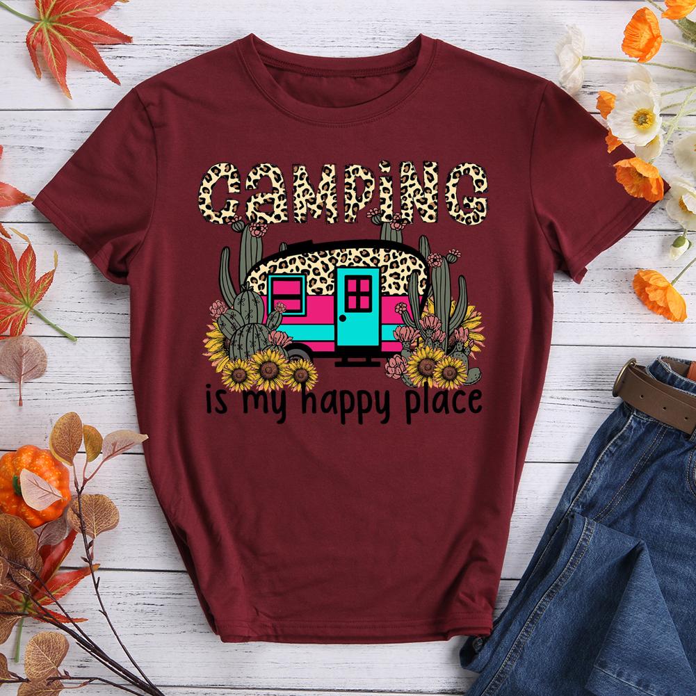 Camping Is My Happy Place T-Shirt Happy Camper Gift Shirt